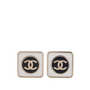CHANEL Black Logo Earrings